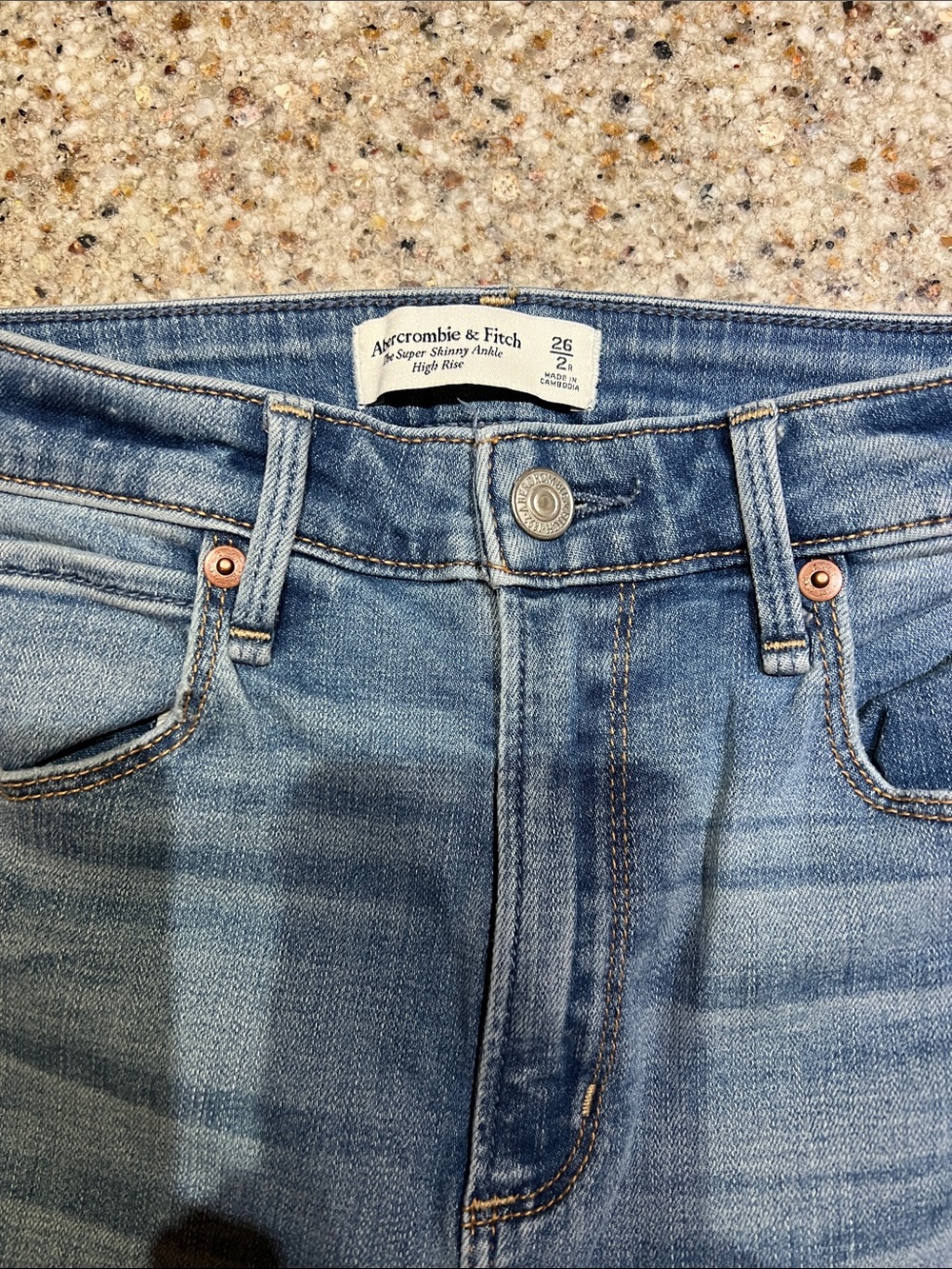 Abercrombie & Fitch High-Rise Super Skinny Ankle Jeans - Light Blue Denim